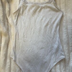 American Eagle Outfitters Cream Ribbed Bodysuit